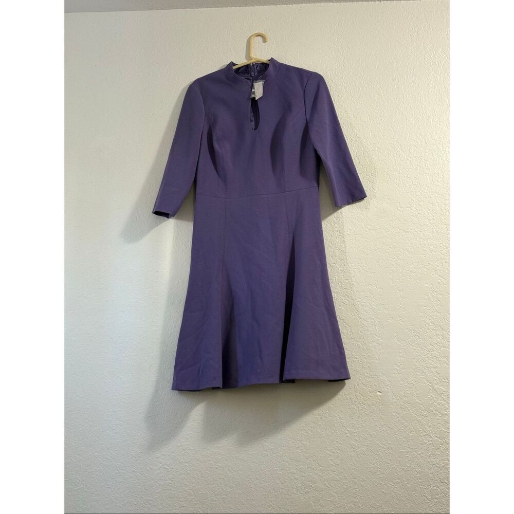 NWT WHBM MIDI dress in purple with key hole detail and faux pearl button 8